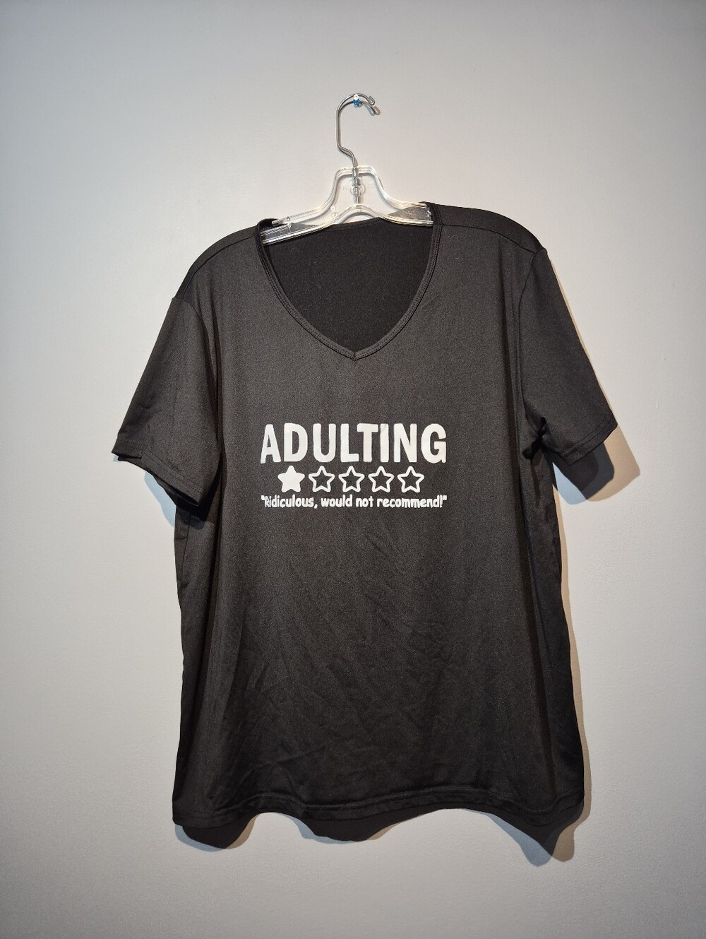 Black & White Adulting 1 Star Rating Graphic T-Shirt | Size Large